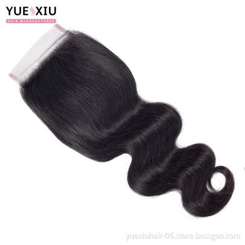 Wholesale Brazilian Body Wave Hair Closure,Virgin Human Hair Bundles With 4X4 Silk Base Lace Closure Free Part